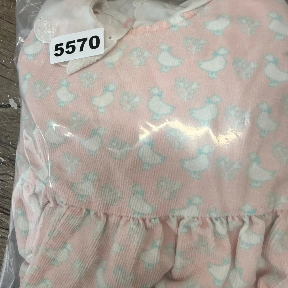 Baby Vintage Oshkosh‎ Light Pink Corduroy Romper Onesie Duck Print size 18M